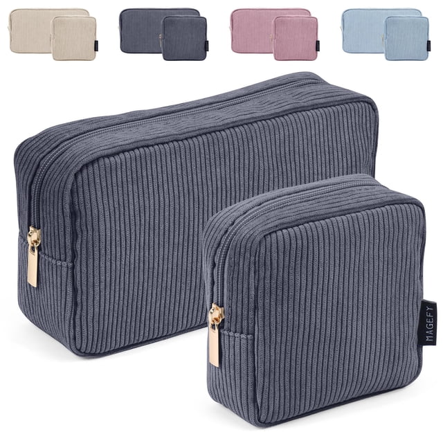 Set de bolsas de maquillaje MAGEFY de pana para mujer, 2 unidades