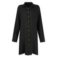 thumbnail image 5 of Dpytoraw Women's Comfortable New Casual Solid Color Button Mid Length Long Sleeve Loose Shirt Casual Dress, 5 of 5