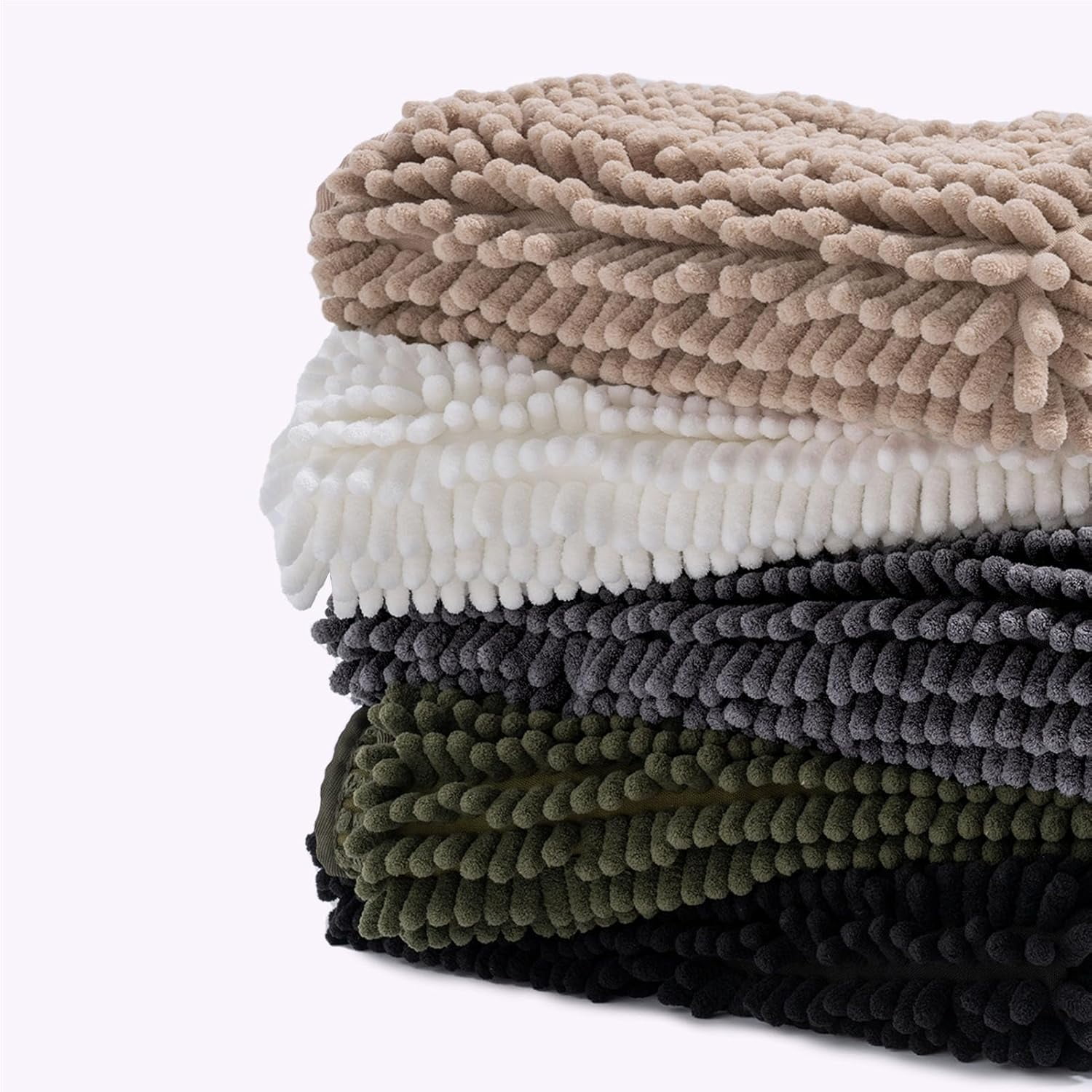 FRESHMINT Chenille Bathroom Rugs Non-Slip Bath Mat 32'' x 20'' Washable Soft Shower Mat, for Bathroom Floor & Tub Fluffy Shag Bath Rugs, Durable Thick Water Absorbent Microfiber Shower Rugs, Gray