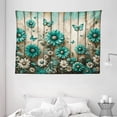 thumbnail image 2 of Ambesonne Rustic Tapestry Wall Hanging, Farmhouse Cold Tone Daisies, 80"x60", Turquoise and Grey Yellow, 2 of 3