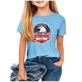 thumbnail image 4 of Girls Patriotic American Flag T-Shirt Kids 4th of July Independence Day Eagle Graphic Short Sleeve Tee Blue,Size 5-6 T, 4 of 5