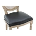 thumbnail image 6 of Guyou Farmhouse Dining Chairs Set of 2, French Wooden Country Upholstered Faux Leather Oval Side Chair with Round Rattan Back for Restaurant Living Room Kitchen Dining Room, Black, 6 of 13