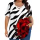thumbnail image 4 of Xuyuer Women's Casual V-Neck Short Sleeve Loose Blouse, Retro Floral Print, 4 of 6