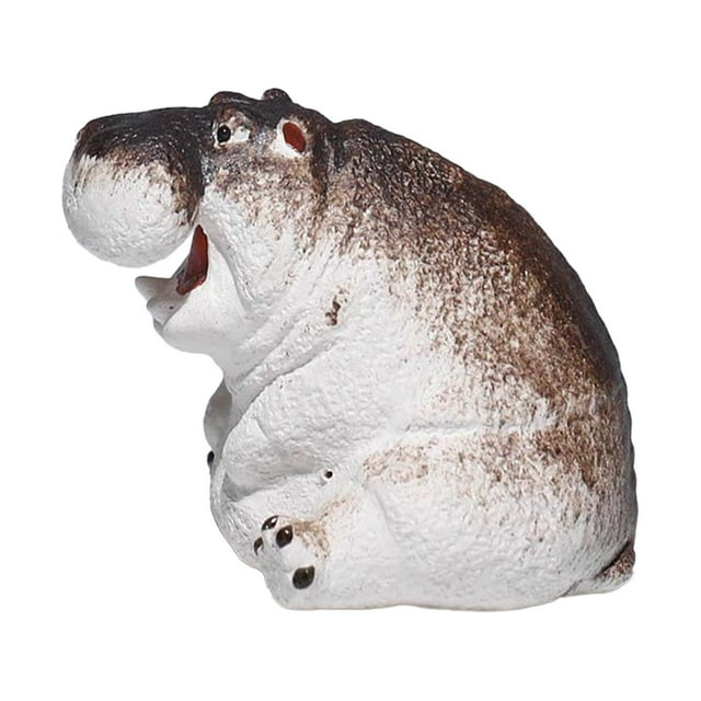 Estatua de animal, escultura de mascota de té, adorno de animal de escritorio, regalo para amantes del té, animal Hipopótamo