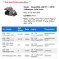 thumbnail image 2 of Starter - Compatible with 2011 - 2018 Volkswagen Jetta Sedan 2012 2013 2014 2015 2016 2017, 2 of 2