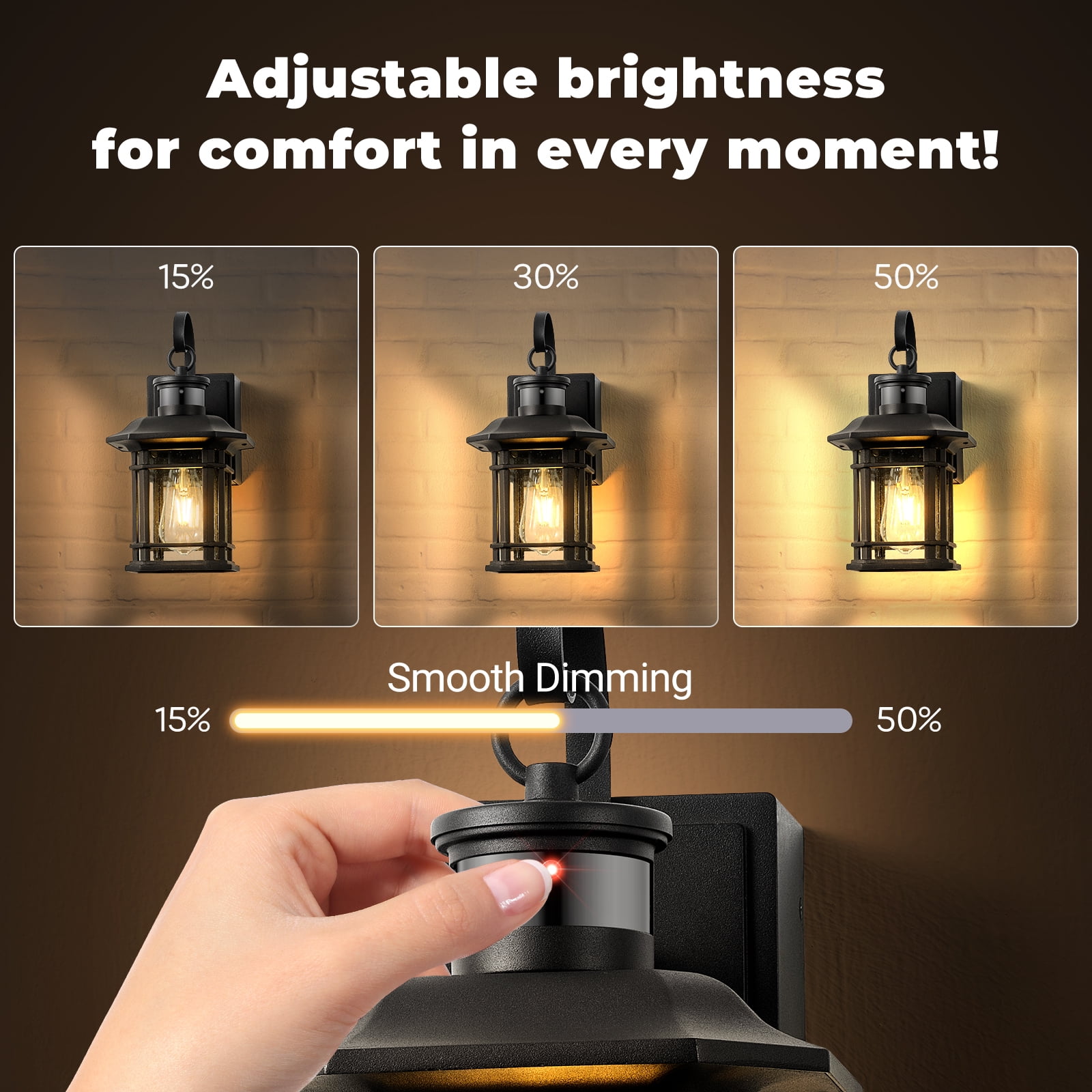 Porch Light with GFCI Outlet, Motion Sensor Outdoor Lights, Dusk to Dawn 3 Lighting Modes Outdoor Light with Outlet, Black Outside Lights for House, Garage, Garden, Waterproof, 100% Aluminum