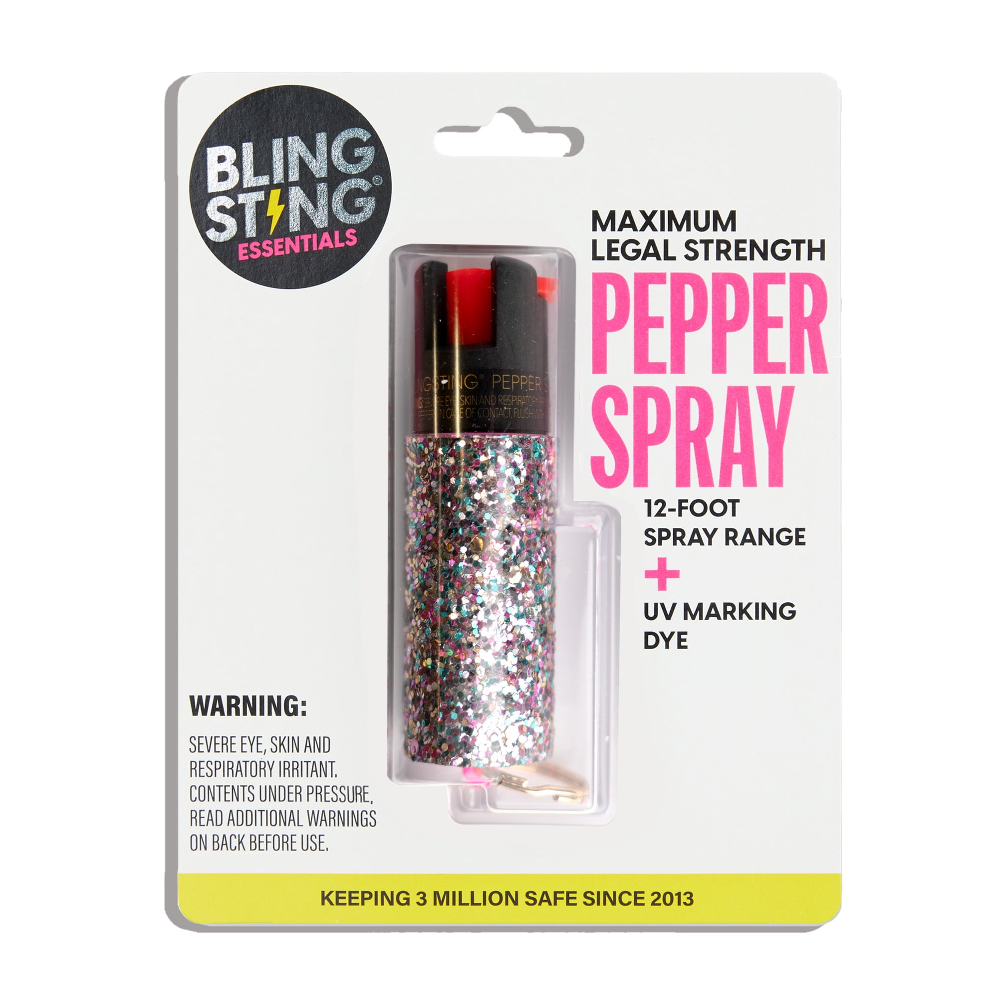 BLINGSTING Essentials Maximum Strength Pepper Spray with Key Ring,  Confetti, .5 Ounces