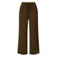 thumbnail image 5 of Zuesphe Womens Casual Pants for Summer Cotton Capri Pants for Women Petite Baggy Pants Women Wide Leg Cargo Pants for Women High Waisted, 5 of 6