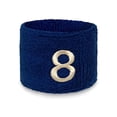 thumbnail image 2 of COUVER Embroidered White Number 8 Blue Terry Cotton Athletic Wristbands 1 Pair (Mens), 2 of 11