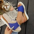 thumbnail image 5 of Platform Espadrilles for Women Peep Toe Wedge Sandals Slip on Summer Slides Nonslip Beach Dress Shoes Blue Size 9.5, 5 of 7