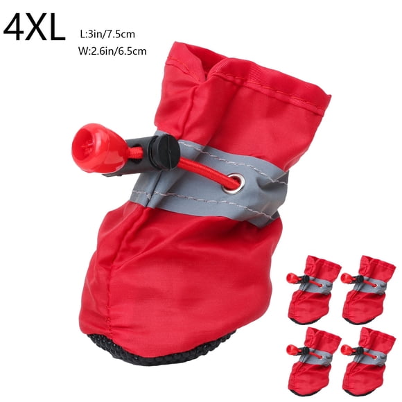 Staron Dog Shoes for Small Dogs Paw Protector Under $5! Non-Slip Waterproof Reflective Booties, Red, 4 Pairs