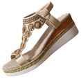 thumbnail image 2 of Viluyesy Womens Wedge Sandals, Peep Toe Thick Sole Ankle Strap Rhinestone Comfort Fashion Dress Shoes Yellow US7.5, 2 of 9