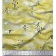 thumbnail image 1 of Soimoi Japan Crepe Satin Fabric Sky & Flying Swift Bird Print Fabric by the Yard 42 Inch Wide, 1 of 1