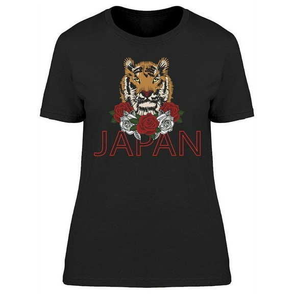 Japan Tiger Flowers Roses T-Shirt Women -Image by Shutterstock, Female x-Large
