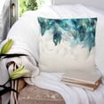 thumbnail image 4 of Teal Feather Throw Pillow Covers, Soft Pillowcases with Invisible Zipper, Farmhouse Feather Art Teal Ombre Decorative Square Pillow Cushion Covers for Living Room Couch Sofa Bed 16x16 Inches, 4 of 8