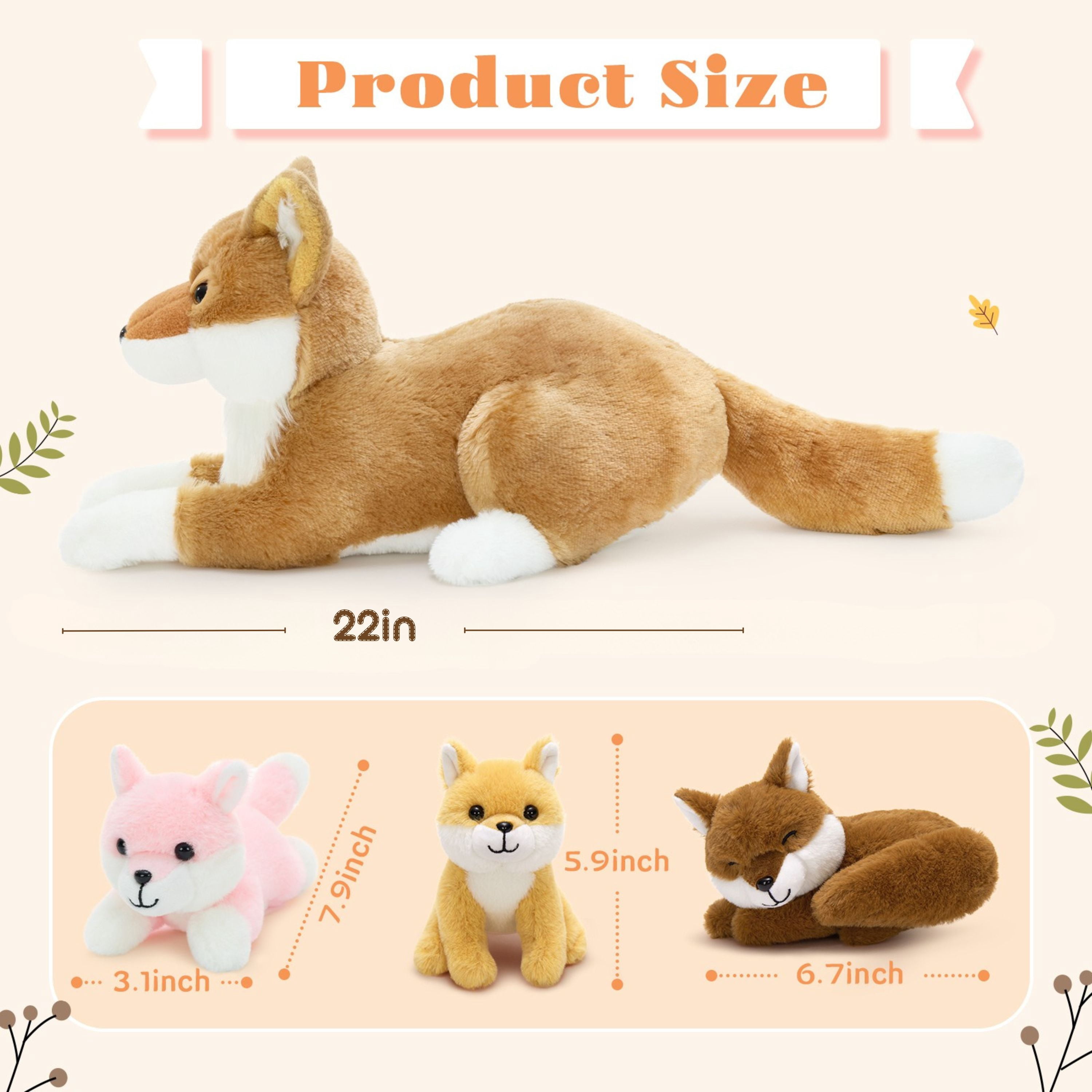 Muiteiur 4PCS Fox Stuffed Animal 22'' Fox Plush Toy with 3 Babies