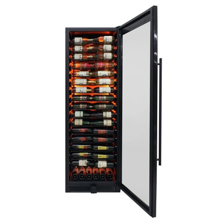 Vinotemp - 141-Bottle Single Zone Wine Cooler with Backlit Panel - Black
