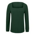 thumbnail image 4 of SEAOPEN Womens Puff Short Sleeve Sweater Crew Neck Pullover Tops Ribbed Knit Sweater Blouse under $10.00 Green,XXXXXL, 4 of 5