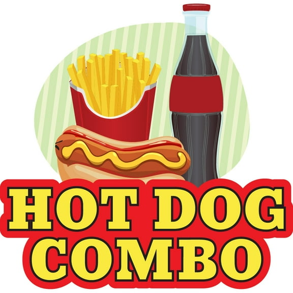 SignMission 12 in. Hot Dog Combo Concession Decal Sign - Cart Trailer Stand Sticker Equipment