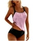 thumbnail image 2 of Tankini de moda para mujer, color sólido con cojín en el pecho y sin soporte de acero, traje de baño holgado con cordón dividido, traje de baño de dos piezas para mujer, trajes de baño tankini para mu, 2 of 5