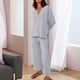 thumbnail image 1 of Camisa de Manga Conjuntos de salón de 2 piezas Traje de vacaciones con abertura lateral y hombros caídos para mujer Ygjytge Gris T XXL para Mujer, 1 of 8