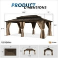 thumbnail image 5 of Sunmthink 12' x 20'Hardtop Gazebo,Polycarbonate Double Roof,Aluminum Frame with Curtains and Netting for Patio,Garden,Brown, 5 of 8