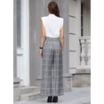 thumbnail image 5 of DARING DIVA Women's Plaid Vintage Wide Leg Trousers for Work Medium Black White, 5 of 7