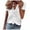 White, variant on Fnochy Up to 30% Off Summer Women's Tops Solid Color Polyester Casual Ruffle Collar Long Sleeve Ruffle Shirt Blouse V-Neck Short Sleeve
