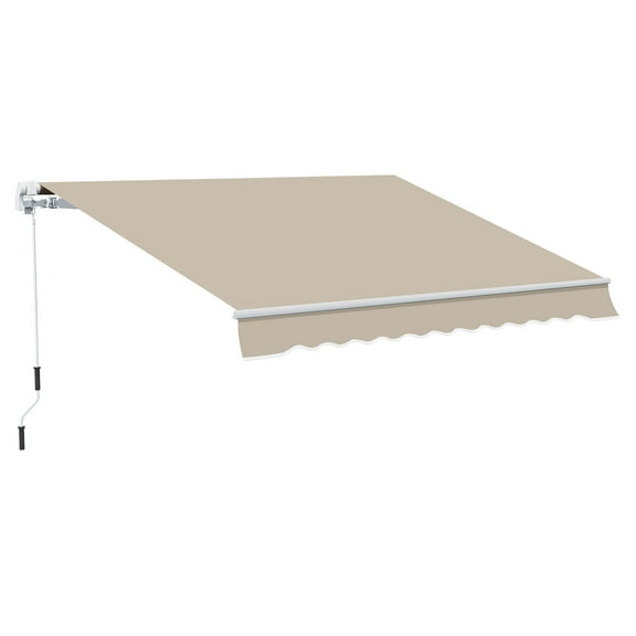 CoSoTower 13' X 8' Retractable Awning, Patio Awnings, Sunshade Shelter W/ Manual Crank Handle, Uv & Water-Resistant Fabric and Aluminum Frame for Deck, Balcony, Yard, Beige