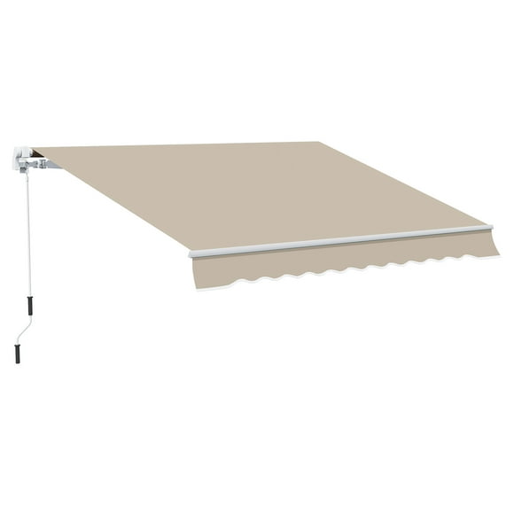 Outsunny Retractable Awning Manual Sun Shade Shelter Cream White