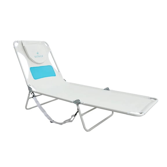 Ostrich The Ladies Comfort Lounger, Foldable Beach Pool Tanning Chair, White