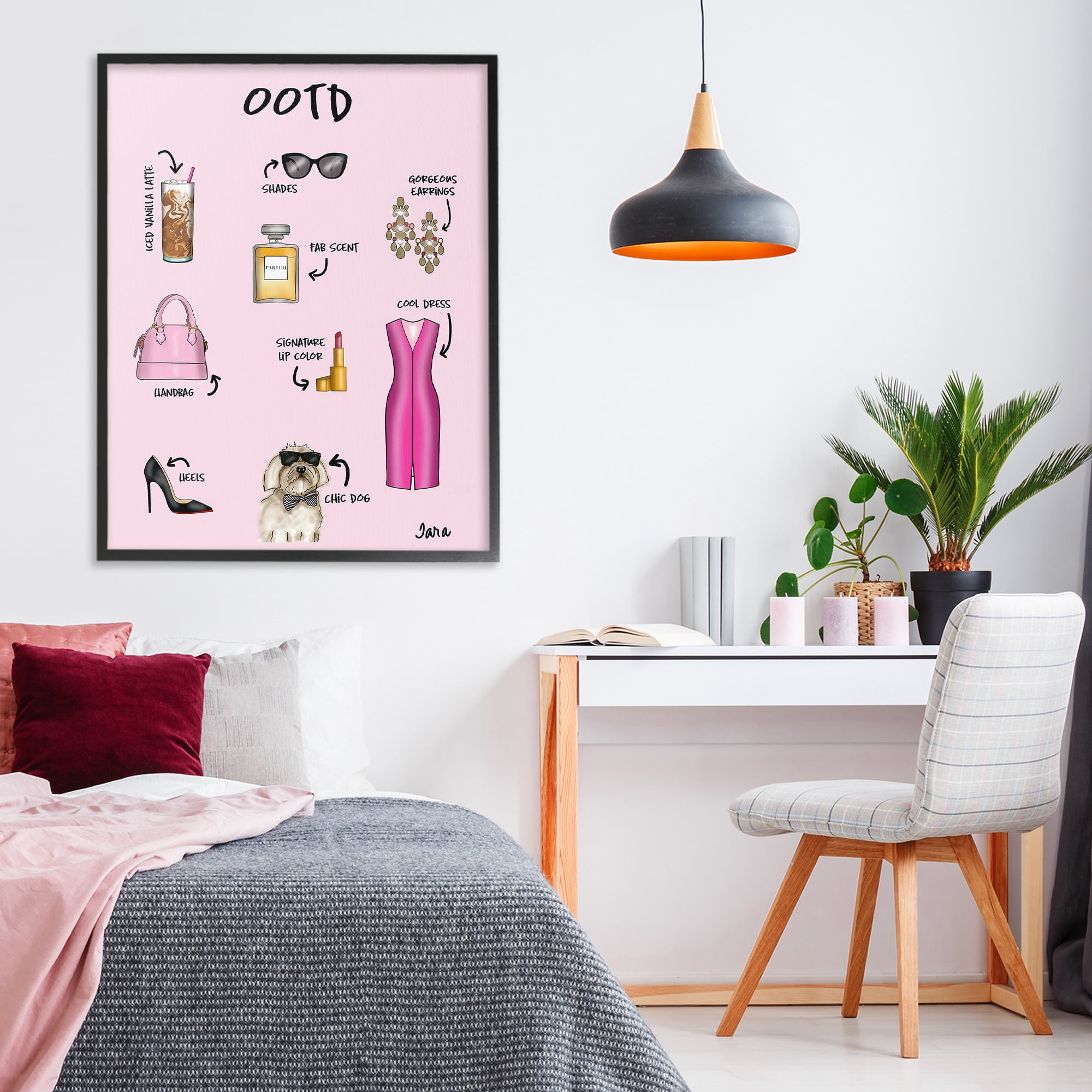 Stupell Industries Feminine Glam Outfit of the Day Black Framed Giclee Art, design by Tara Boone