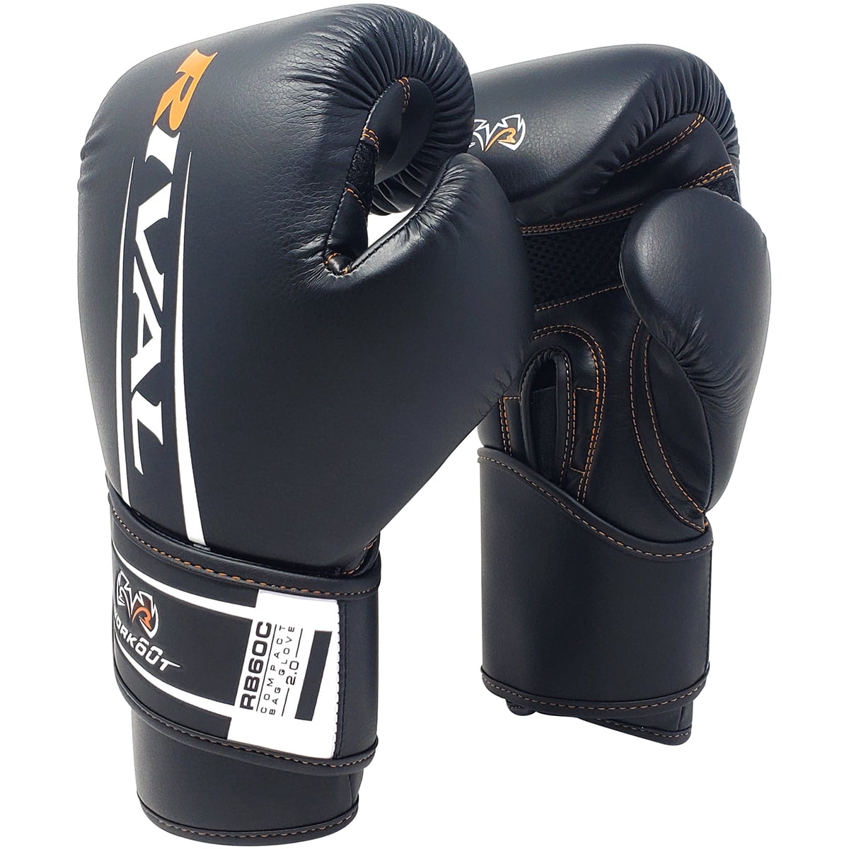 RIVAL Boxing RB60C Workout Compact Hook and Loop Bag Gloves 2.0 - XL - Black