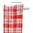 thumbnail image 5 of Geometric Plaid Linen Curtain Valance for Bedroom/Bathroom/Kitchen/Office/Living/Dining Room Window,Red Modern Minimalist Buffalo Checkered Rod Pocket Topper Decorative Cafe Drapes Panel 60"x18", 5 of 6