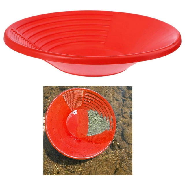ziyahi 15" Dual Riffle Gold Pan for Nugget Mining Dredging River Panning Red