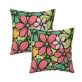 thumbnail image 1 of Velvet Decorative Throw Pillow Covers Set of 2, Soft Square Cushion Cover with Invisible Zipper Cartoon Colorful Floral Printing, 20"x20", 1 of 7