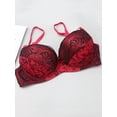 thumbnail image 3 of French Style Color Block Lace Patchwork Peasleeves Floral Print Sexy Bra, 3 of 4