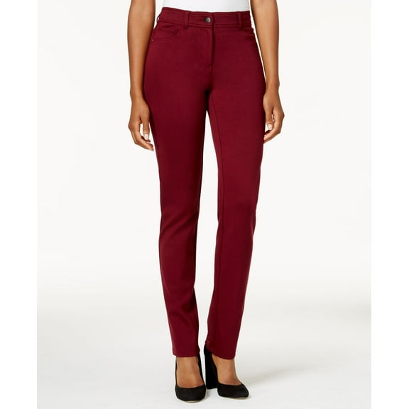 Style & Co Faux Pocket Slim Fit Pants Scarlet Wine 12