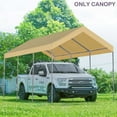 thumbnail image 3 of 10'x20' Carport Canopy Replacement Top Cover for Car Garage Shelter Party Tent with Ball Bungees (Only Top Cover, Frame is not Included) Beige, 3 of 8