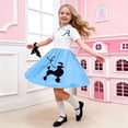 thumbnail image 4 of Staki Girls 50s Outfit Girls 1950s Poodle Skirt Costume Set, 4PCS Sock Hop Outfit, Retro 50s Dress Up Costume for Halloween, School Party 2T 3T 4T Pink,4-5 Years, 4 of 5