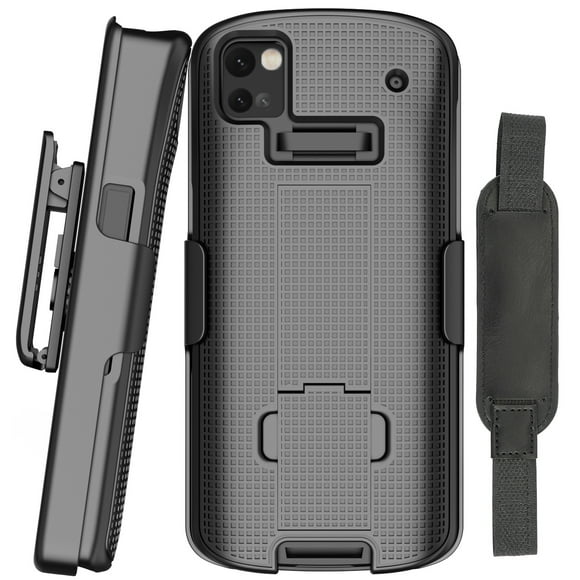 Étui + Sangle de Main + Pince pour Ceinture Combo for Zebra TC53 TC58 Mobile Computer Scanner, Nakedcellphone Étui Rigide Mince avec Béquille et [Pivotant/à Cliquet] Étui de Hanche pour Ceinture Support Combo - Noir