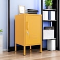 thumbnail image 5 of Single Door Lockable Metal End Table Modern Storage Cabinet Minimalist Room Side Table Adjustable Height Cold Rolled Steel Frame Multifunctional Home Table Yellow Size: 28”H x 13.8”W x 15”D, 5 of 7
