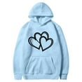 thumbnail image 5 of Fartey Oversized Heart Graphic Hoodies for Women Loose Casual Long Sleeve Drawstring Hooded Sweatshirt Fashion Fall Winter Fleece Pullover Tops with Pockets Light Blue 2XL, 5 of 5