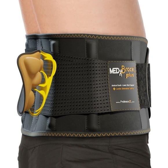 Faja lumbar MEDiBrace PLUS para levantar objetos en el trabajo con almohadilla lumbar ergonómica y dimensional. Cinturón de soporte lumbar para aliviar el dolor en hombres y mujeres. Compresión ortopé