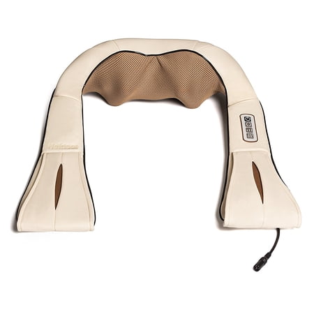 Nekteck Shiatsu Deep Kneading Massage Pillow with Heat, Car/Office Chair Massager, Neck, Shoulder, Back, Waist Massager Pillow [Speed Control, Bi-Direction Control] – Beige