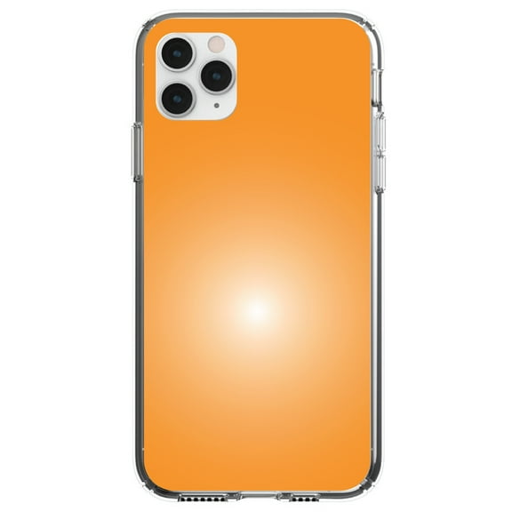 DistinctInk Clear Shockproof Hybrid Case for iPhone 11 Pro (5.8" Screen) - TPU Bumper, Acrylic Back, Tempered Glass Screen Protector - Orange White Gradient Burst Sun