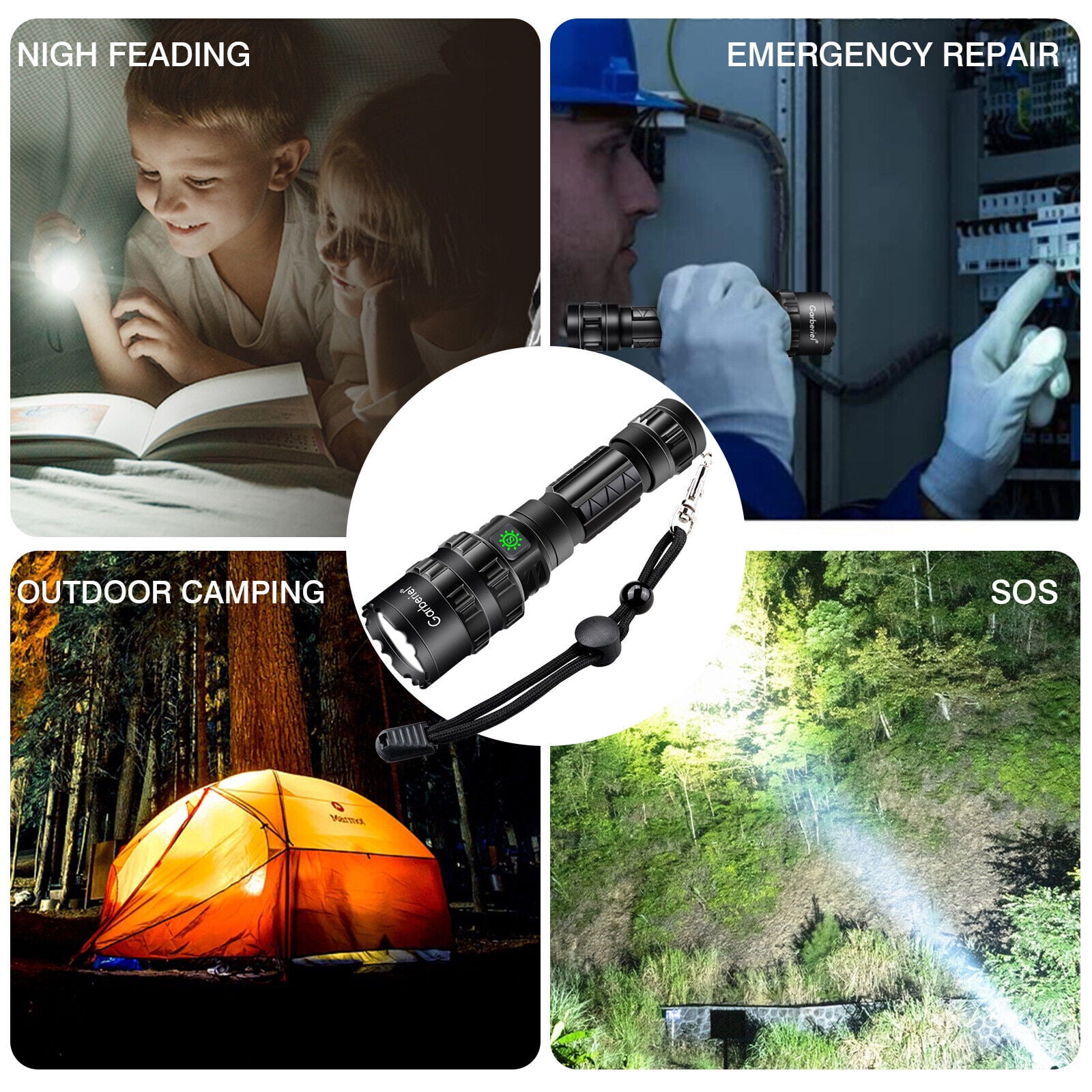 2Pack Garberiel 5Modes L2 Super-Bright LED Flashlight USB Rechargeable Tactical Torch w/Battery&USB Charger for Emergencies, Camping, Hiking,Cycling