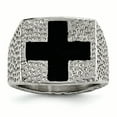 thumbnail image 1 of Stainless Steel Textured Black Enameled Cross Ring Size 9, 1 of 3