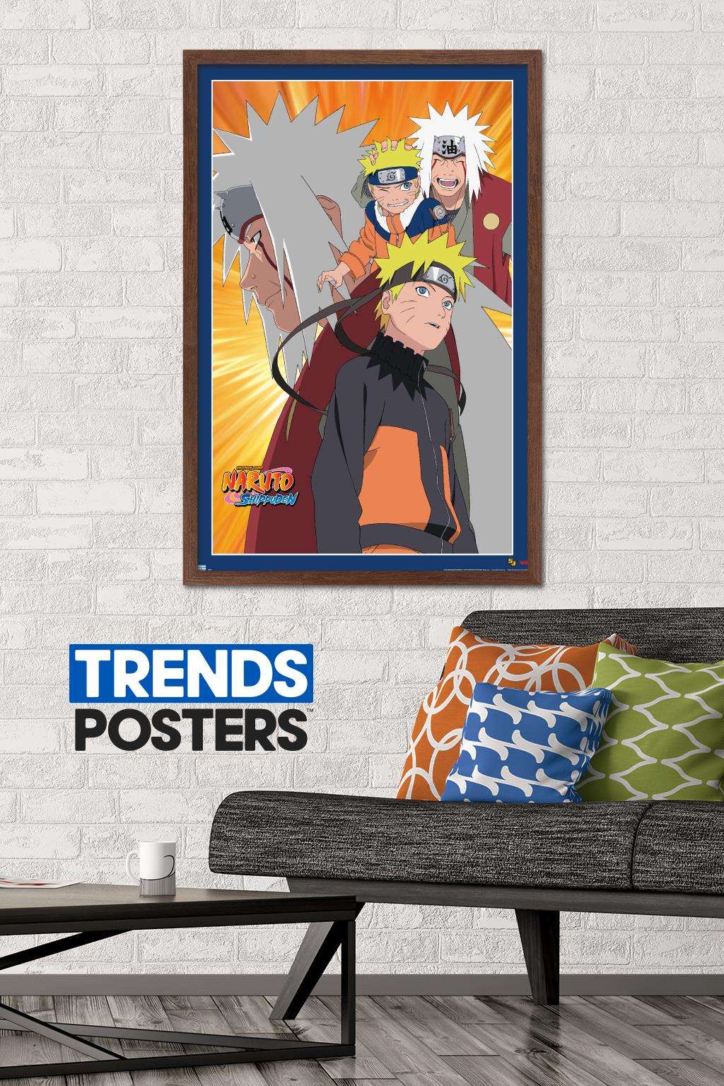 Naruto - Naruto and Jiraiya Wall Poster, 22.375" x 34", Framed