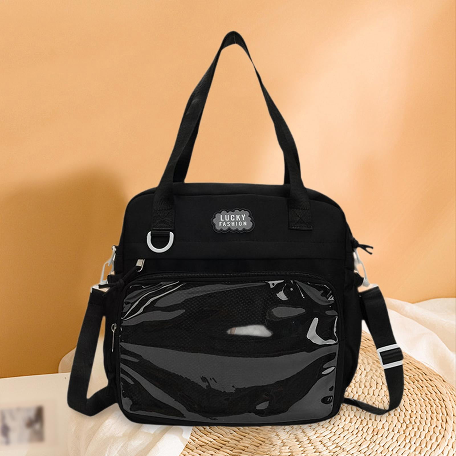 QccHieUs Ita Bag Adjustable Itabag Front Window Storage Case Casual Uniform Bag for Girls Black